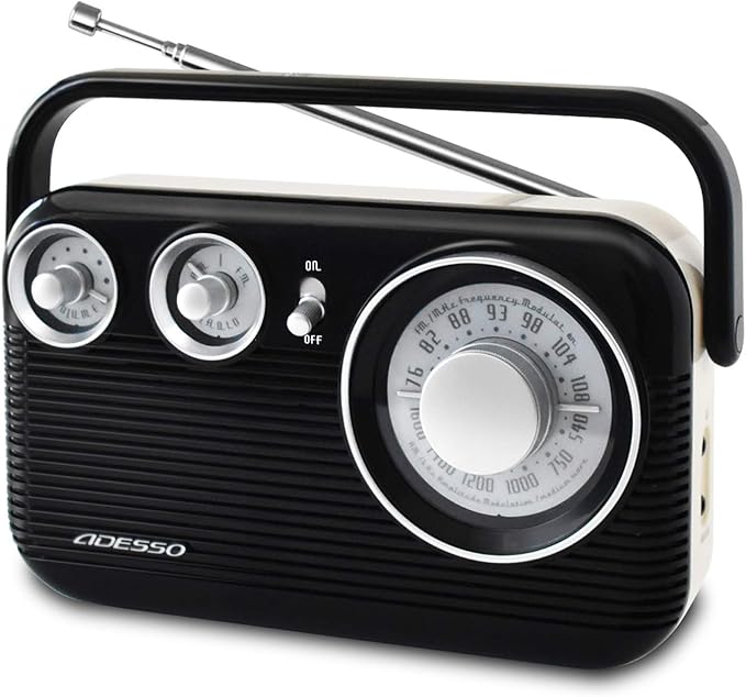 adesso 收音机 am fm 复古设计 黑色 ra-601bk